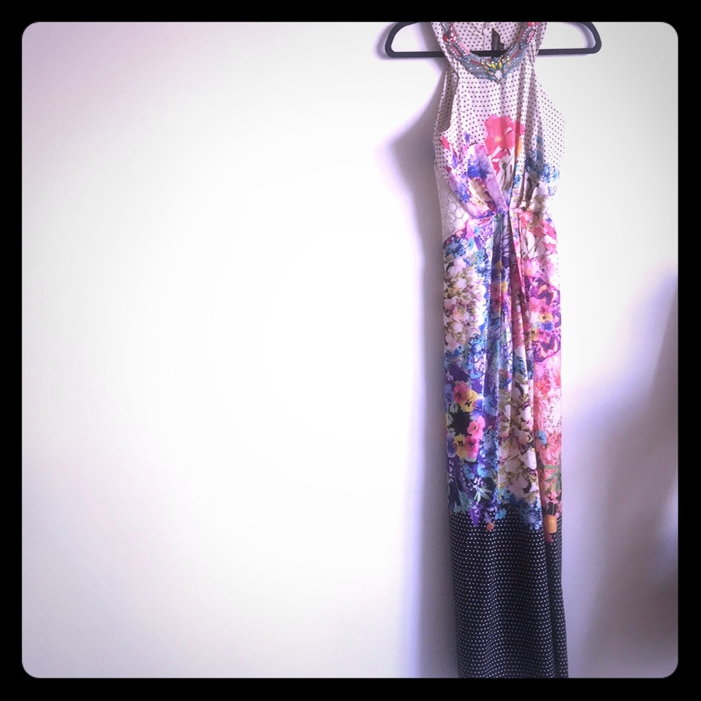 ANTHROPOLOGIE silk gown, beaded embellished